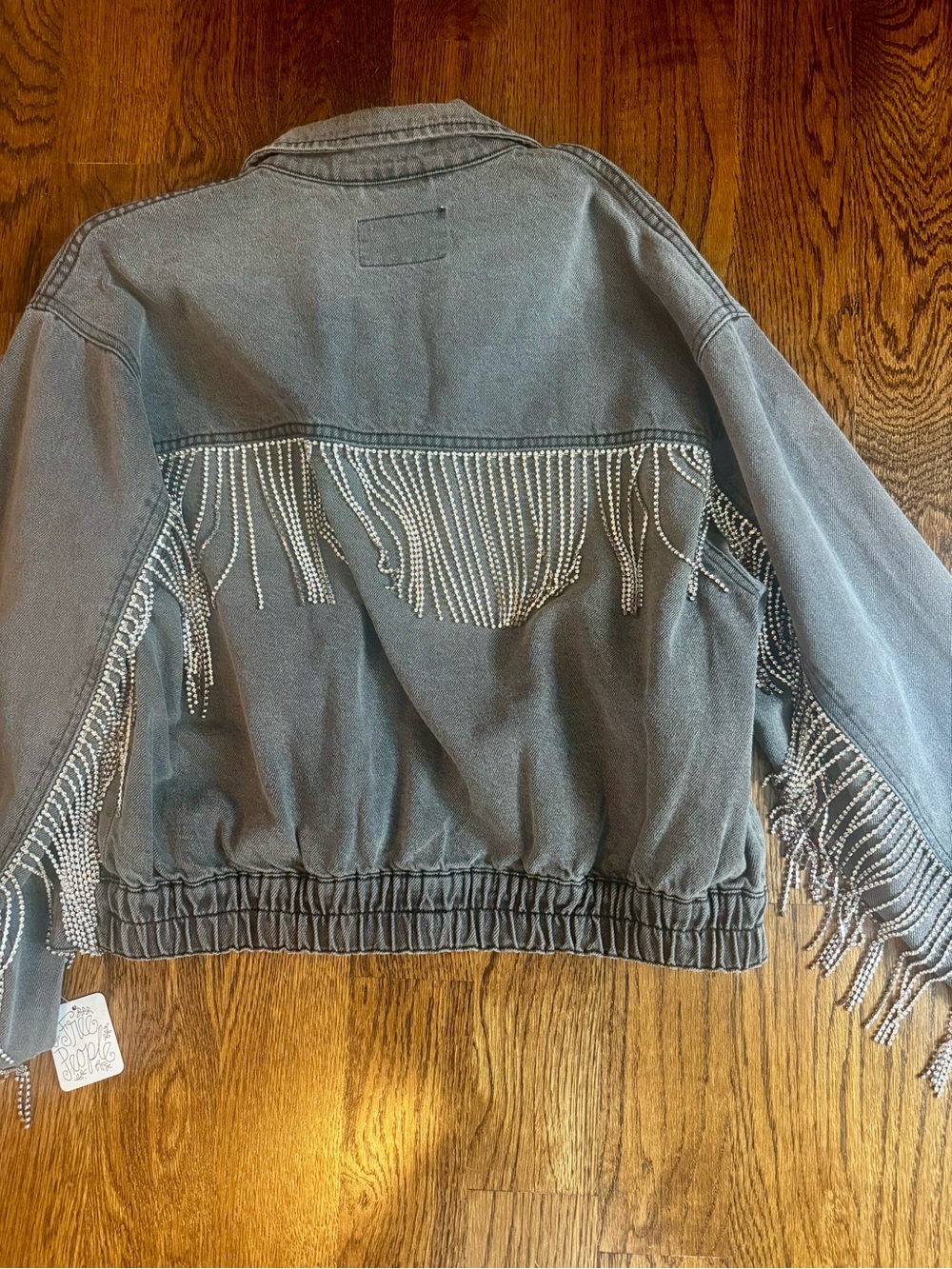 We The Free Washed Black Fringe Denim Jacket - Picture 2 of 5